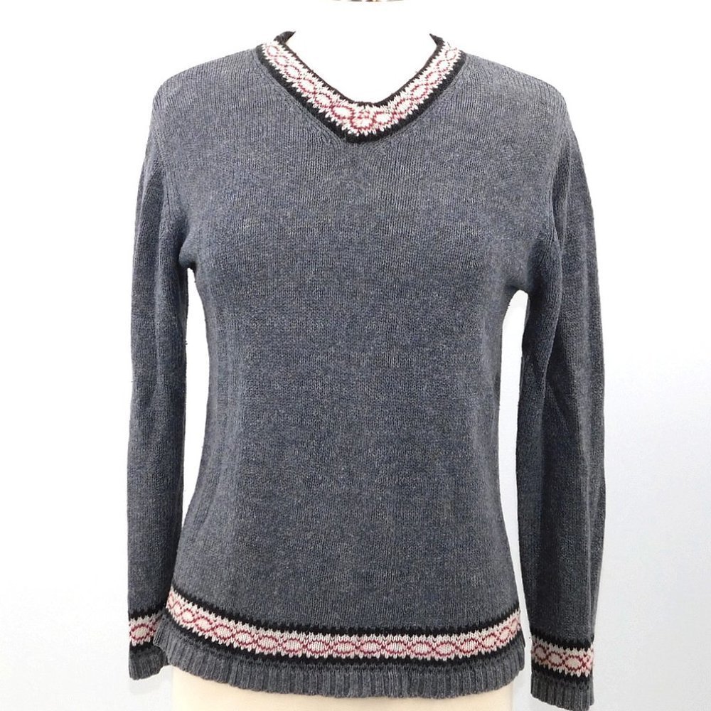 North West Blue Grey Wool-blend V-neck Sweater